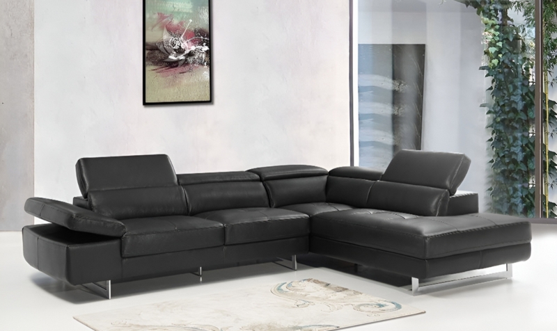 Adjustable Headrest Black Sectional Tilting Armrest Slim Chrome Legs