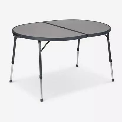 Adjustable Oval Camping Table with Charcoal Grey Top and Telescopic Legs