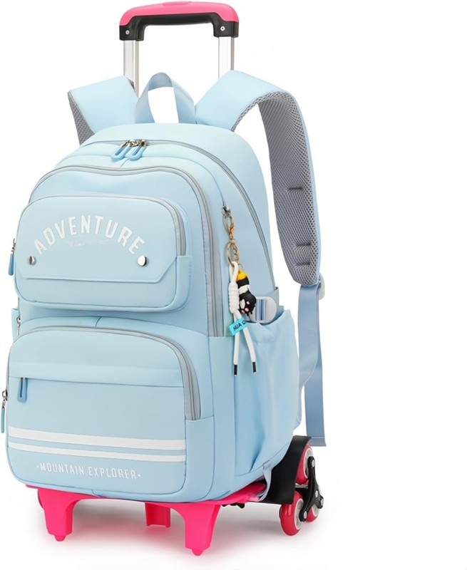 Adventure Typography Rolling Backpack with Stair Climbing Wheels