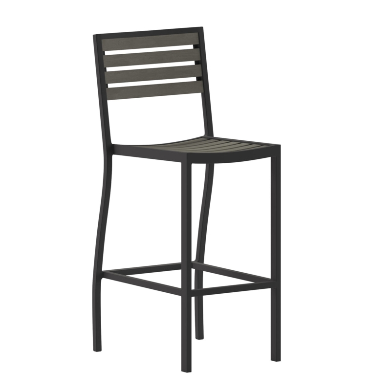 All-Weather Bar Stools with Poly Resin Slats and Black Metal Frame