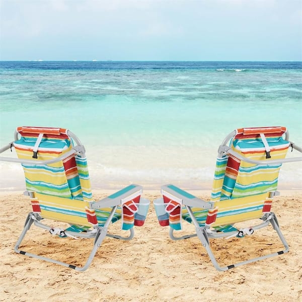Aluminum Beach Chair with Cheerful Multicolor Stripe Pattern