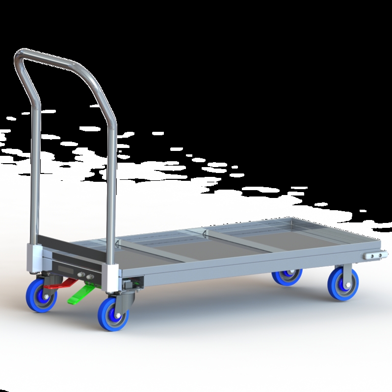 Aluminum Tote Dolly Low Profile Platform with Color-Coded Brakes
