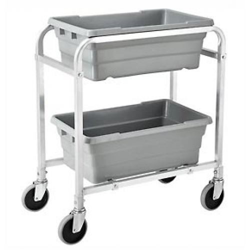 Aluminum Utility Cart Double Stacked with Tubular Frame and Bins