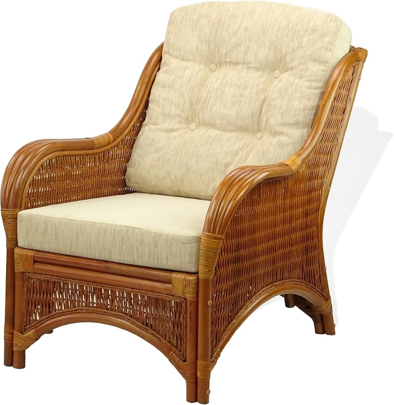 Amazon.com: SunBear Furniture Lounge Jam Arm Chair ECO Natural Handmade Rattan  Wicker with Cream Cushions Cognac (Light Brown) : Patio, Lawn & Garden