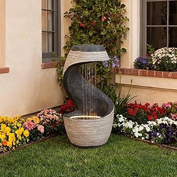 Amazon.com: Sunlinua 37" Tall S-Shaped Outdoor Waterfall Fountain   Rainfall Water Fountain for Garden, Patio or Backyard Decor, Floor-Standing  Resin Garden Fountains Water Feature with Flat Top for Plant Display :  Pat