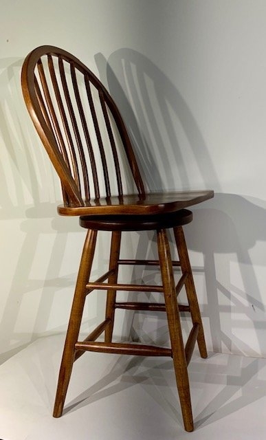 Amber Brown Bar Stool, Double H-Stretcher Base, Farmhouse Swivel Seating.