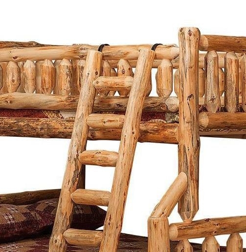 Amish Log Bunk Bed featuring Handcrafted Texture and Log Spindles