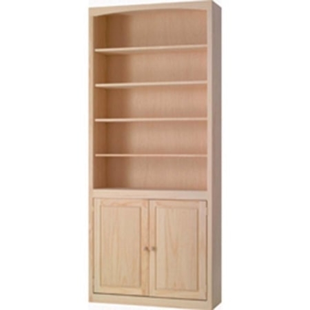 Amish Pine Bookcase with Arched Top Header and Lower Cabinet Doors