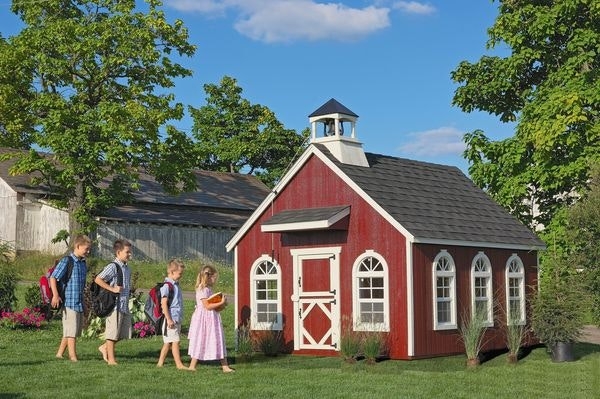 Amish Schoolhouse Playhouse Kit with Rooftop Cupola & Arched Windows