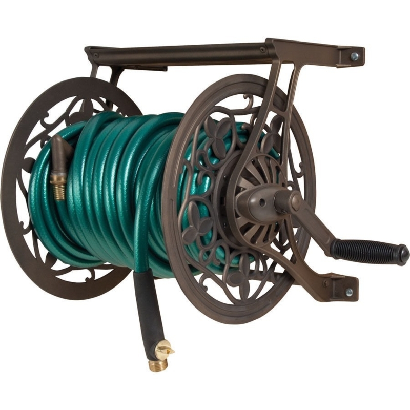 Antique Bronze Hose Reel Scrollwork Design Decorative Side Plates