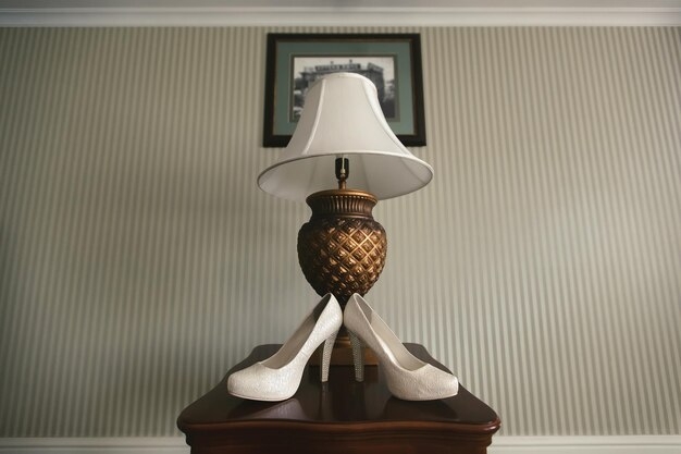 Antique Bronze Table Lamp with Pineapple Base and White Bell Shade