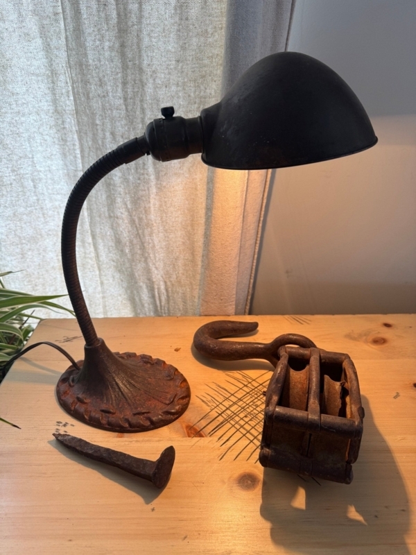Antique Cast Iron Gooseneck Desk Lamp