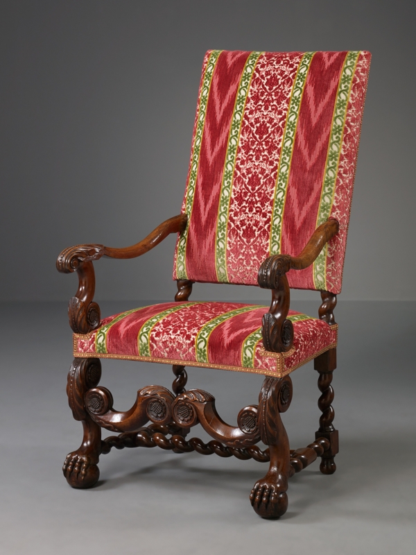 Antique Dutch Renaissance Accent Chair with Ball and Claw Feet