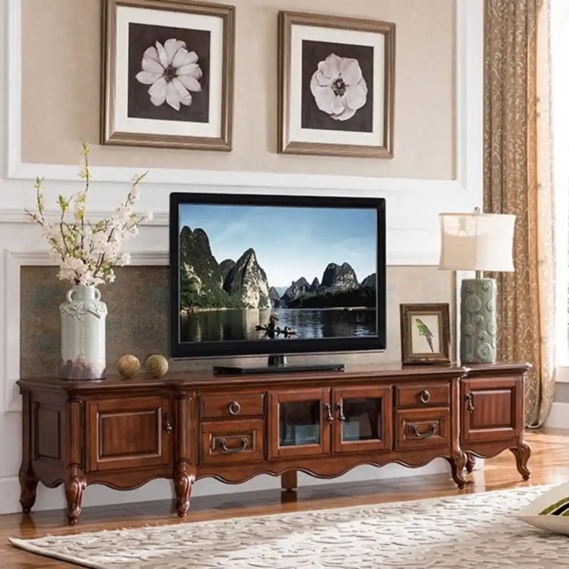 Antique European TV Stand featuring Ornate Cabriole Legs