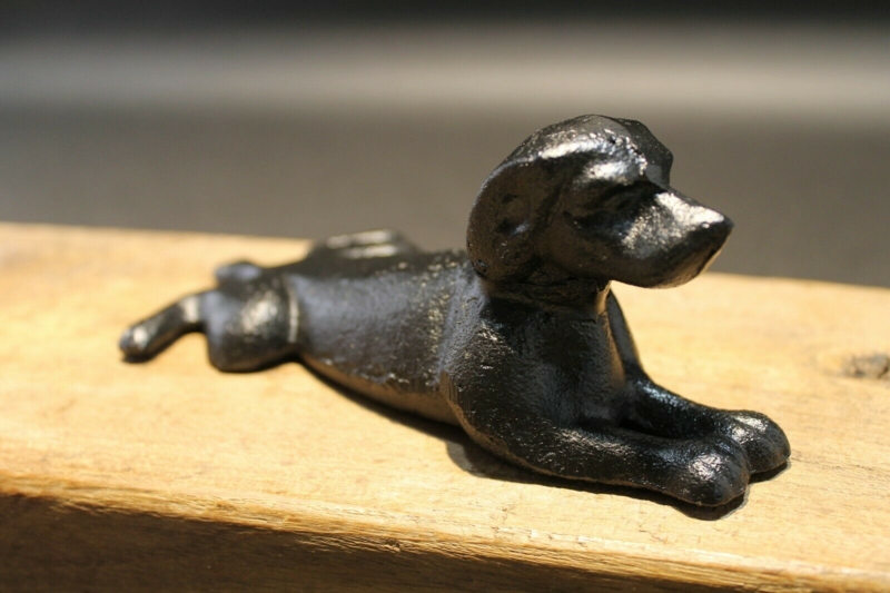 Antique Vintage Style Cast Iron Door Stop Dog Wedge Black  Early Home Decor