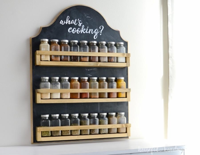 Arched Chalkboard Spice Rack 3-Tier Wood and Black Rustic Farmhouse