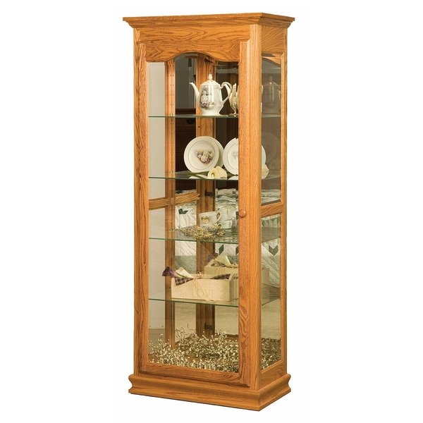 Arched Curio Cabinet Mirrored Back Side View Panels Classic