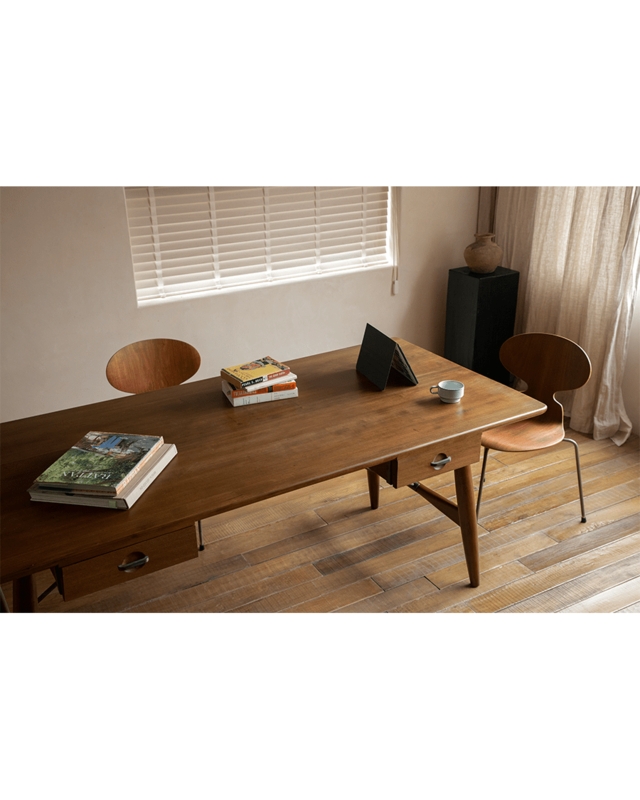 Architect Desk Teak Wood Recessed Pulls Tapered Legs Mid-Century