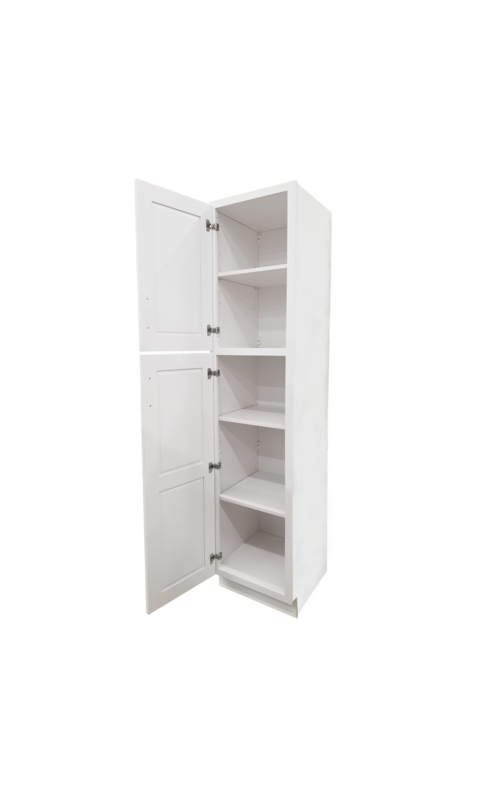 Arctic White Shaker Linen Cabinet with Five Interior Shelves