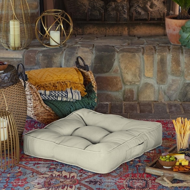 ARDEN Arden Selections Sand Canvas 25 x 25 in. Outdoor Floor Cushion at 