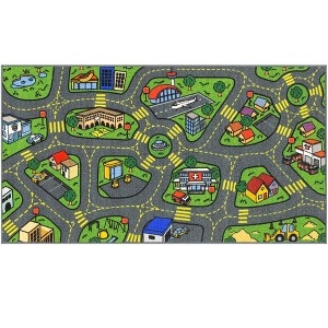 Area Rug Retro Nursery Road Rug Educational Theme Airport Runway