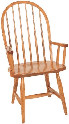 Armchair Arched Rail Spindle Back Honey Oak Glossy Finish Amish Style