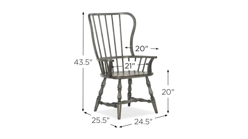 Armchair Charcoal Gray Distressed High Back Curved Arms Transitional