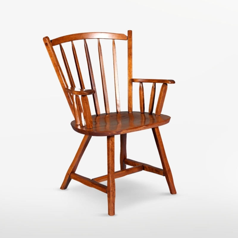 Armchair Crown Back Spindle Warm Brown Splayed Legs Traditional Style