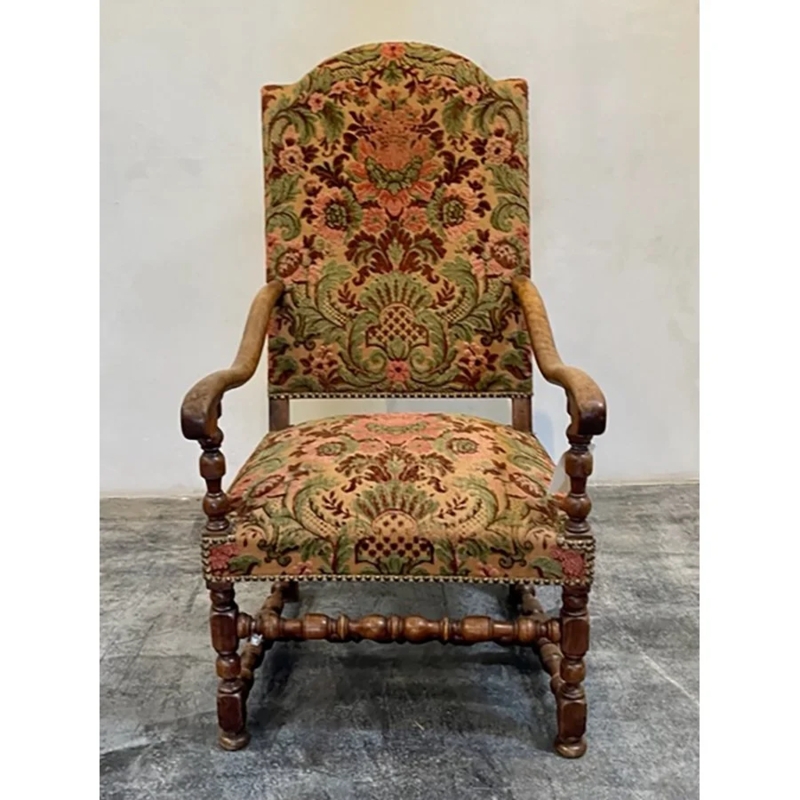Armchair Early 18th Century Bobbin Turned Legs Tapestry