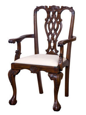 Armchair Mahogany Chippendale Pierced Splat Ball and Claw Feet Polished