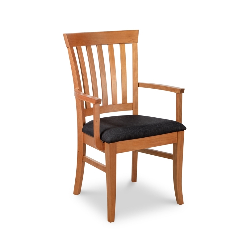 Armchair Mission Style Slat Back Honey Oak with Upholstered Seat