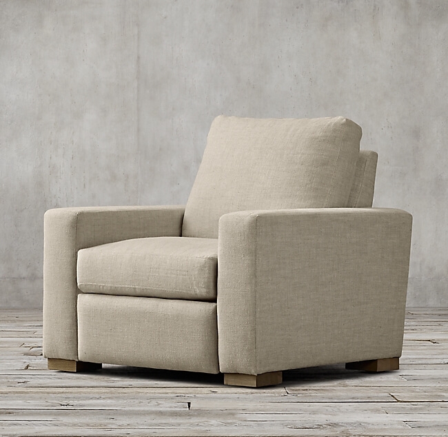 Armchair Recliner with Block Feet and Woven Texture