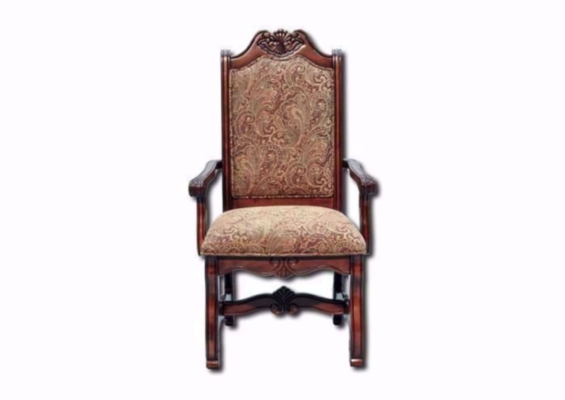 Armchair Renaissance Style Ornate Wood Frame Paisley Pattern