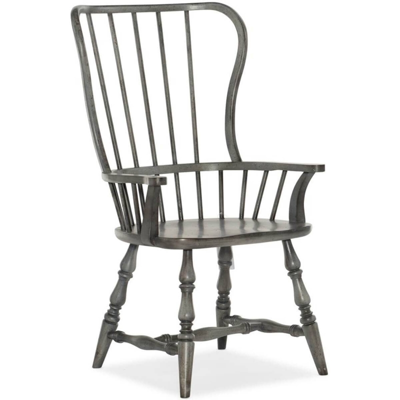 Armchair Speckled Gray High Spindle Back Distressed Modern Farmhouse