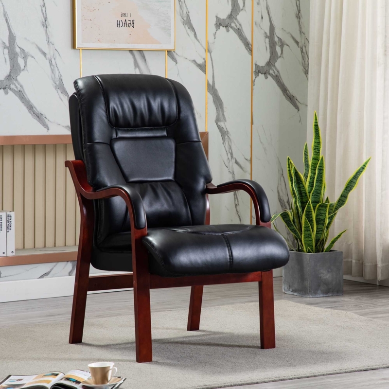 Armchair with Traditional Mahogany Wood Frame and Padded Lumbar