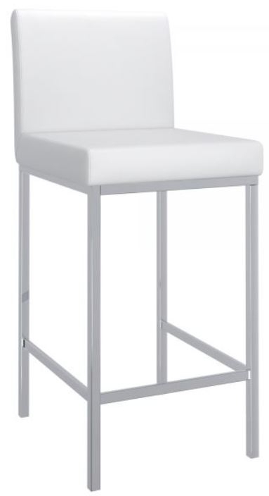 Armless Bar Stool with Polished Metal Frame Minimalist Kitchen