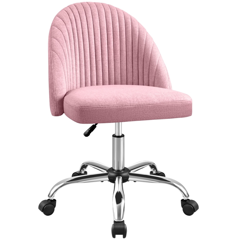 Armless Task Chair with Vertical Channel Tufting and Chrome Base