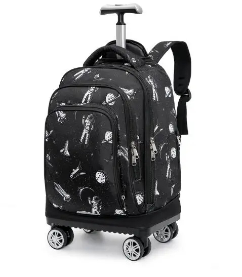 Astronaut Print Rolling Backpack with 360-Degree Spinner Wheels