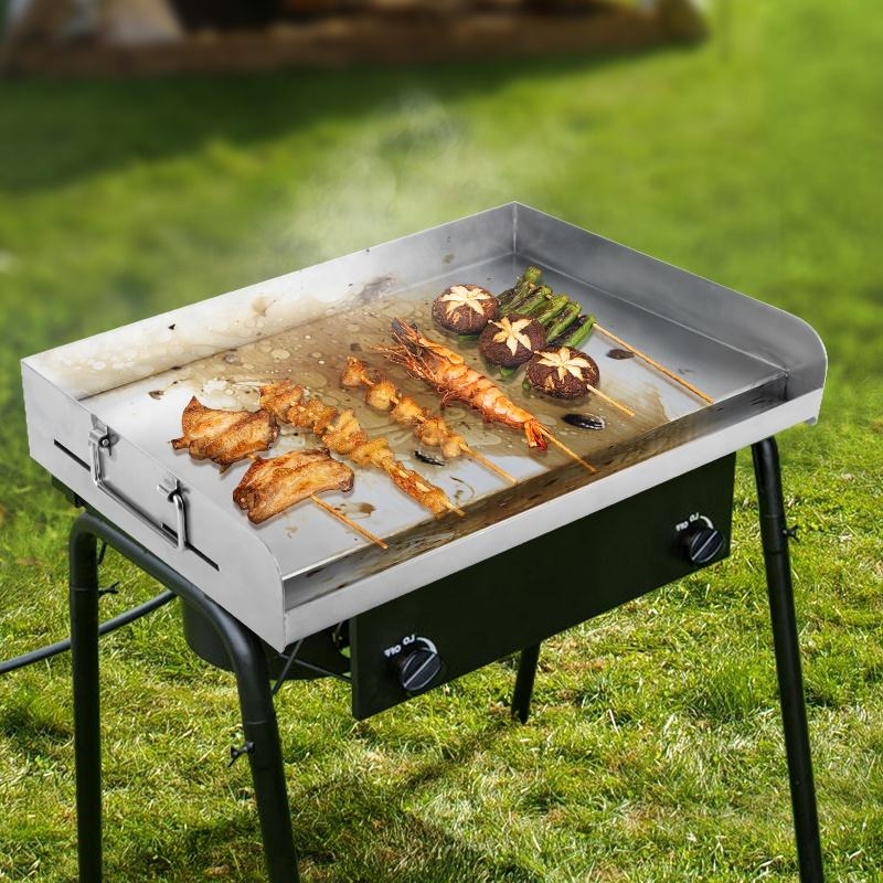 Backyard Plancha Station Outdoor Griddle Stainless Steel Cooktop Stand