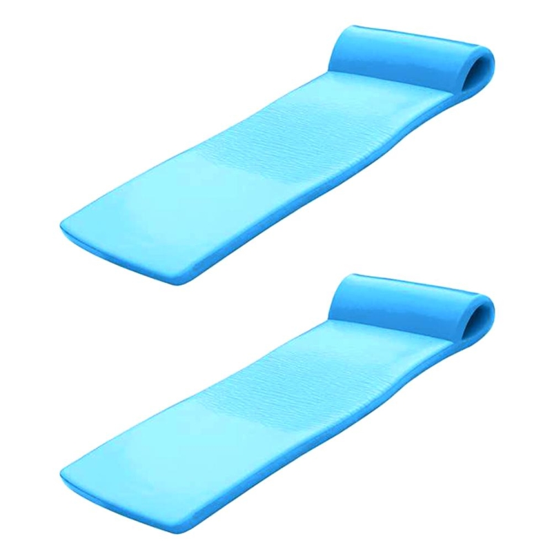 Bahama Blue Pool Float Ribbed Surface Integrated Headrest Matte Finish.
