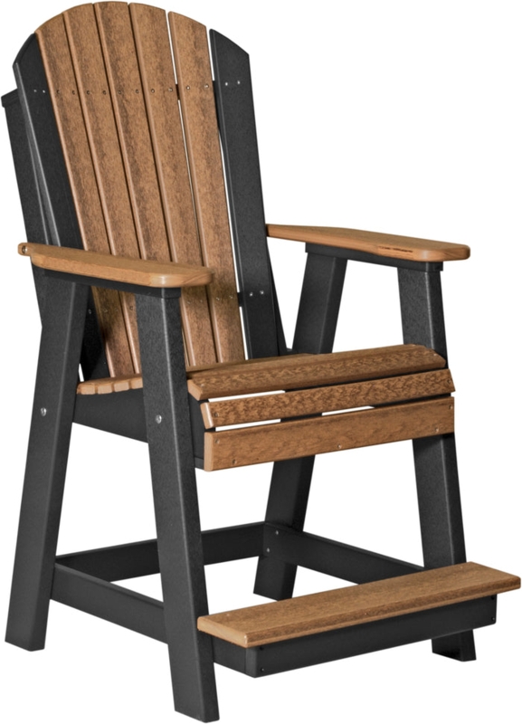 Balcony Chair Cedar Brown Black Poly Lumber Counter Height Footrest