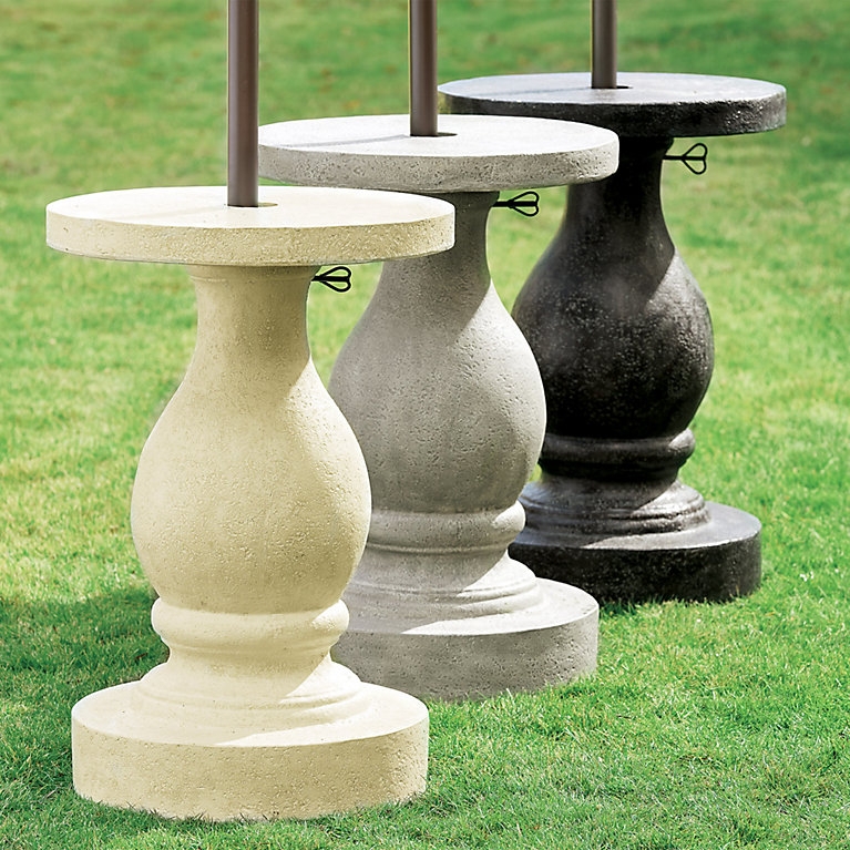 Baluster Umbrella Stand with Weatherproof Resin & Cement Finish