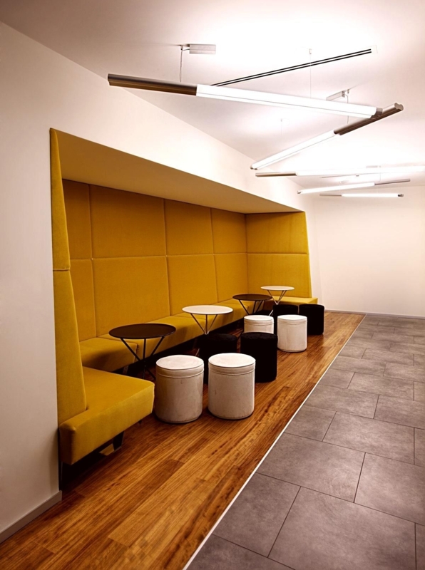 Banquette Seating Mustard Yellow Recessed Alcove Padded Wall Panels