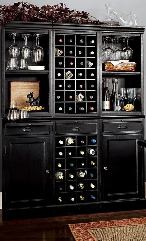 Bar Cabinet Matte Black Pull Out Shelves Wine Bottle Grid