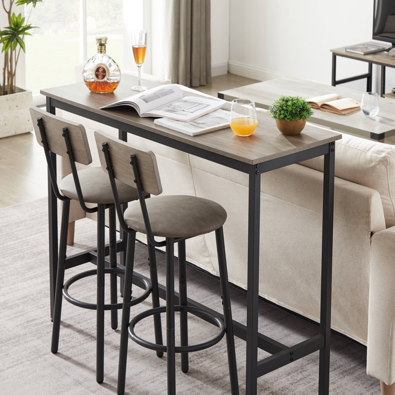 Bar Dining Set with Slim Profile Behind Sofa Design