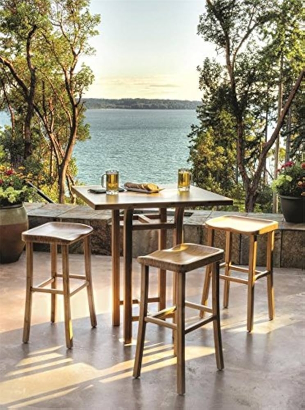 Bar Height Table Bamboo Look Caramelized Finish Square Top