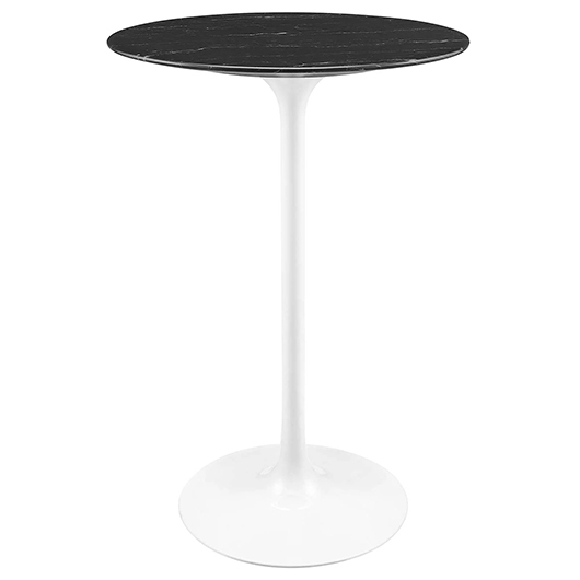 Bar Height Table Black Marble Look Top Stark White Tulip Base