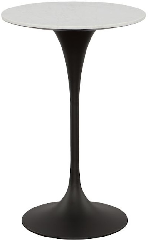 Bar Height Table Matte Black Tulip Base Stone Like Top Veining