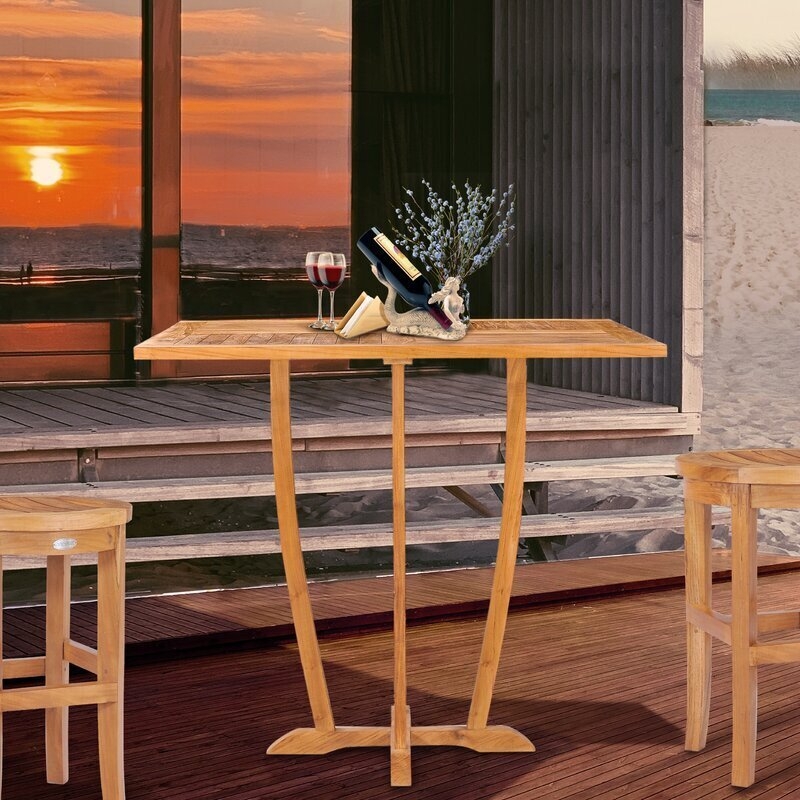 Bar Height Table with Flared Tripod Base for Rustic Patio Dining