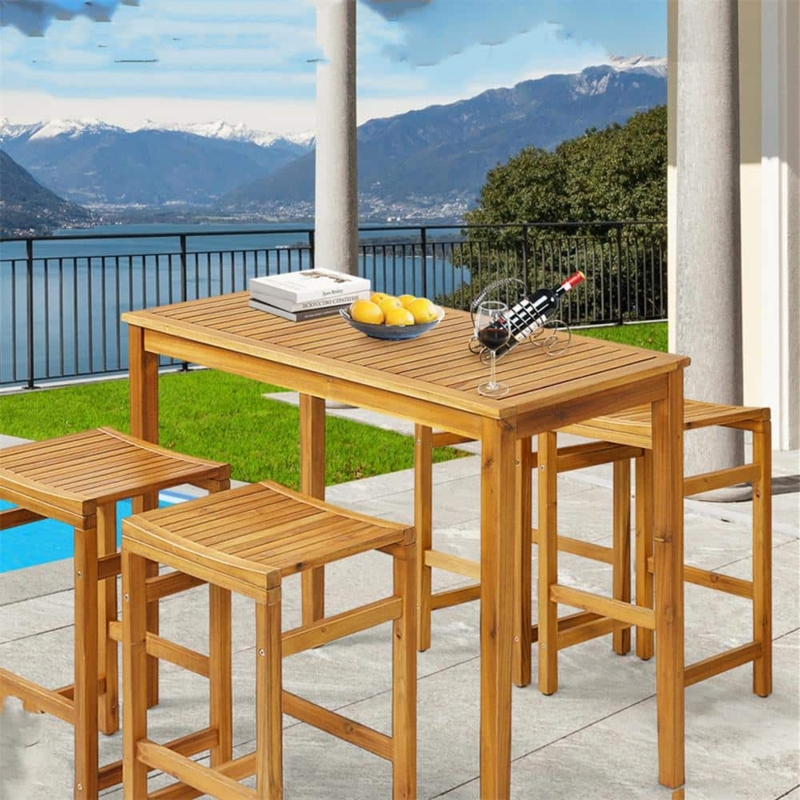 Bar Set with Compact Rectangular Profile for Small Balcony Dining